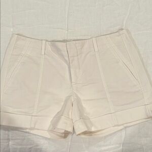 Vince Cream Cuffed Tailored Shorts with Seam Detail